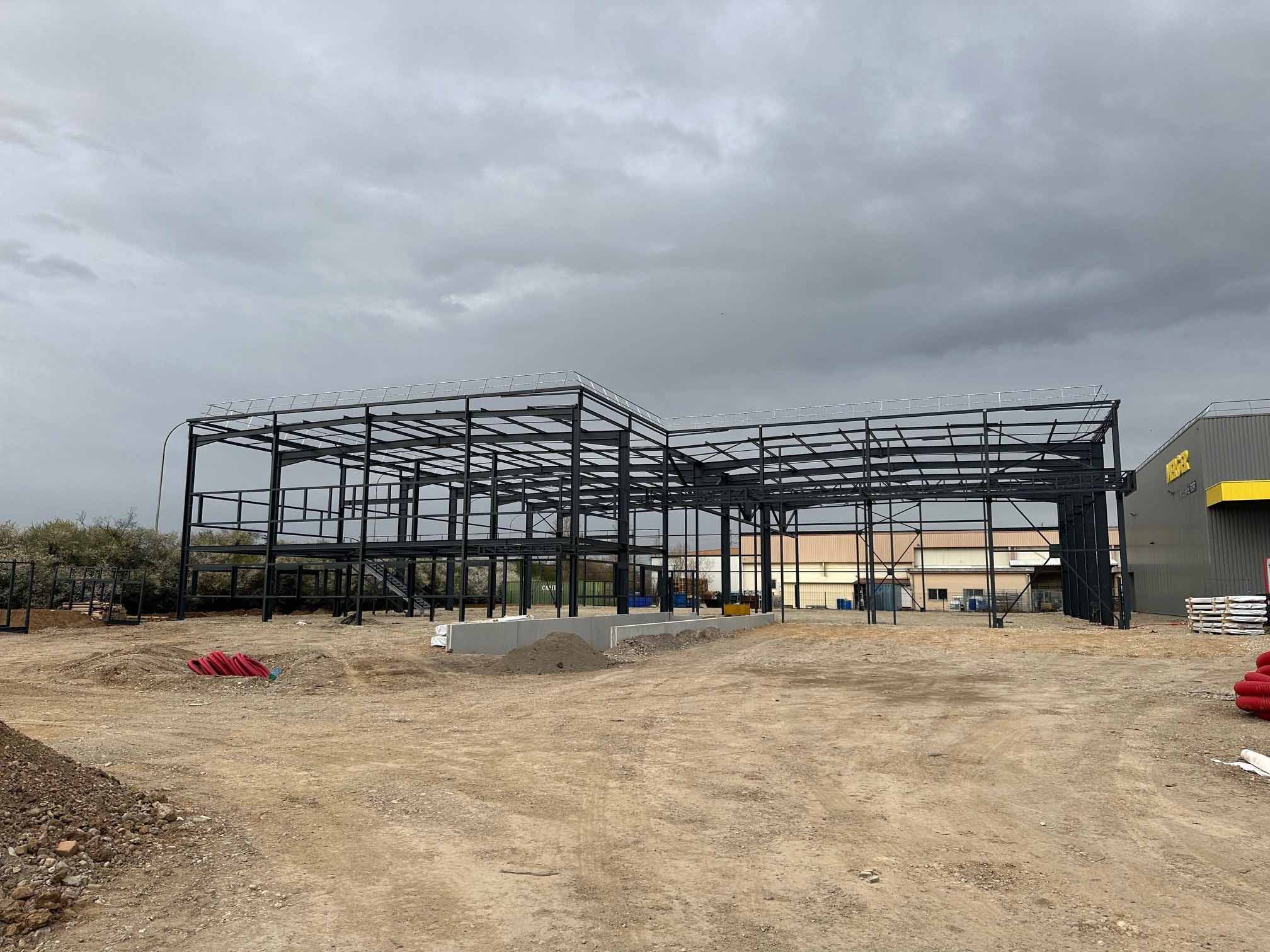 PILOCAP Lyon – charpente métallique en cours de construction