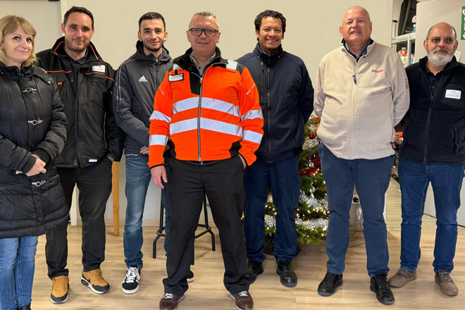 Participants du petit-déjeuner sécurité organisé par ODF Mulhouse by PILOCAP avec l’Association Construire, échange autour des formations sécurité, CACES et habilitations électriques.